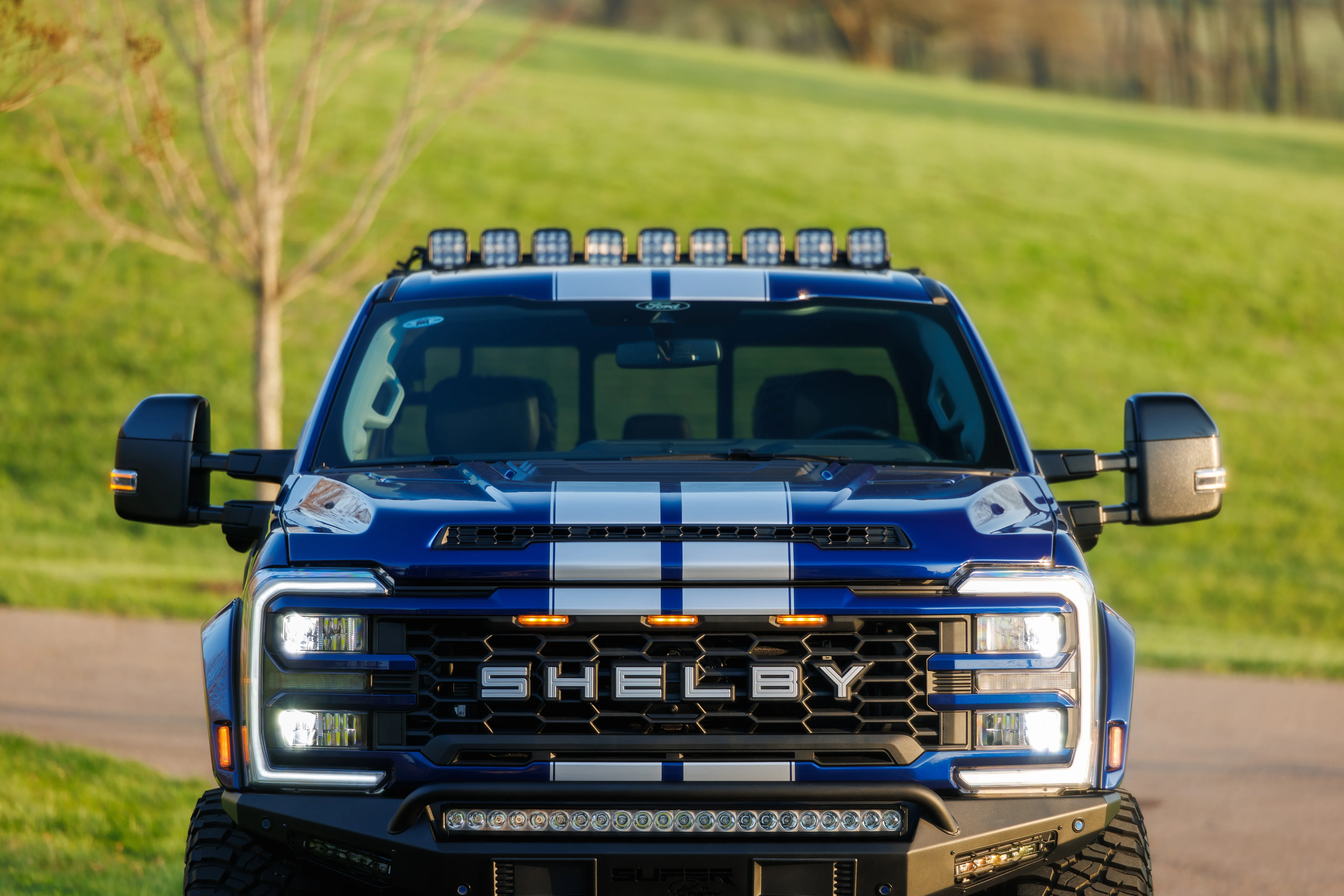 Blue Shelby F 250 Super Baja front view